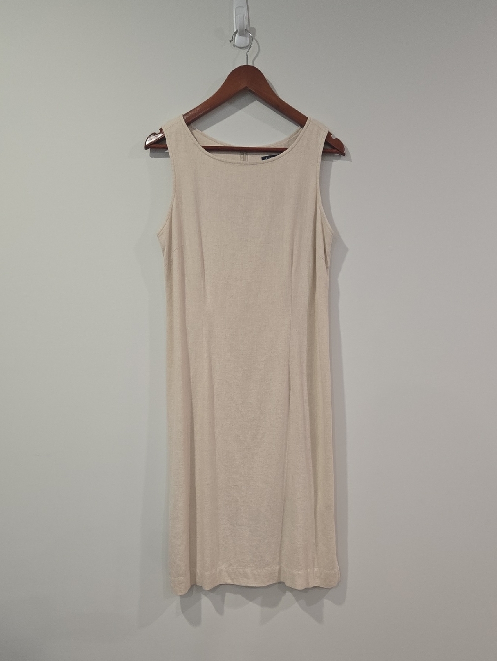 Retro 90's Ralphcore Reitmans Cream Sleeveless Linen Midi Dress